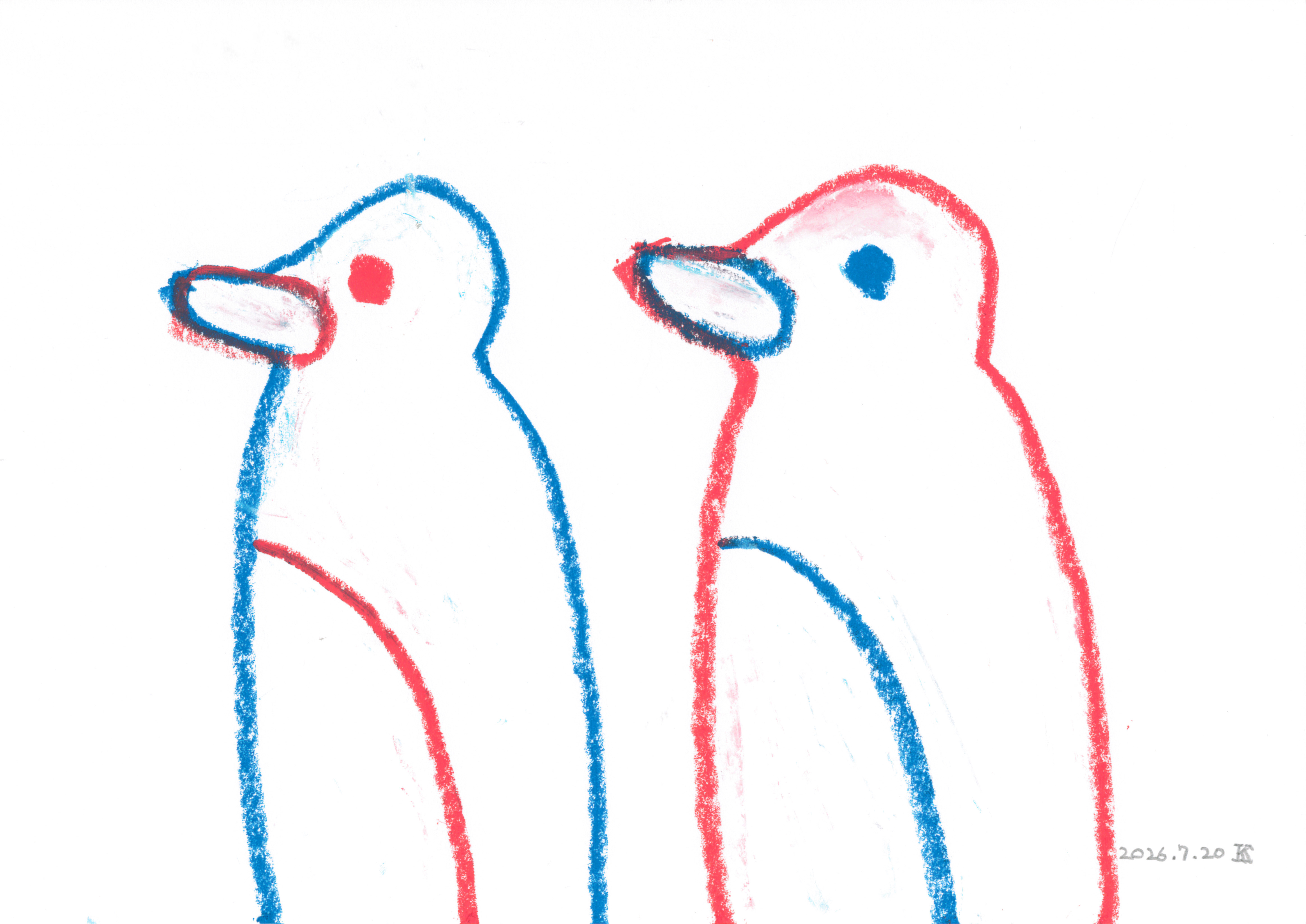 赤い目の鳥・青い目の鳥を描いた作品